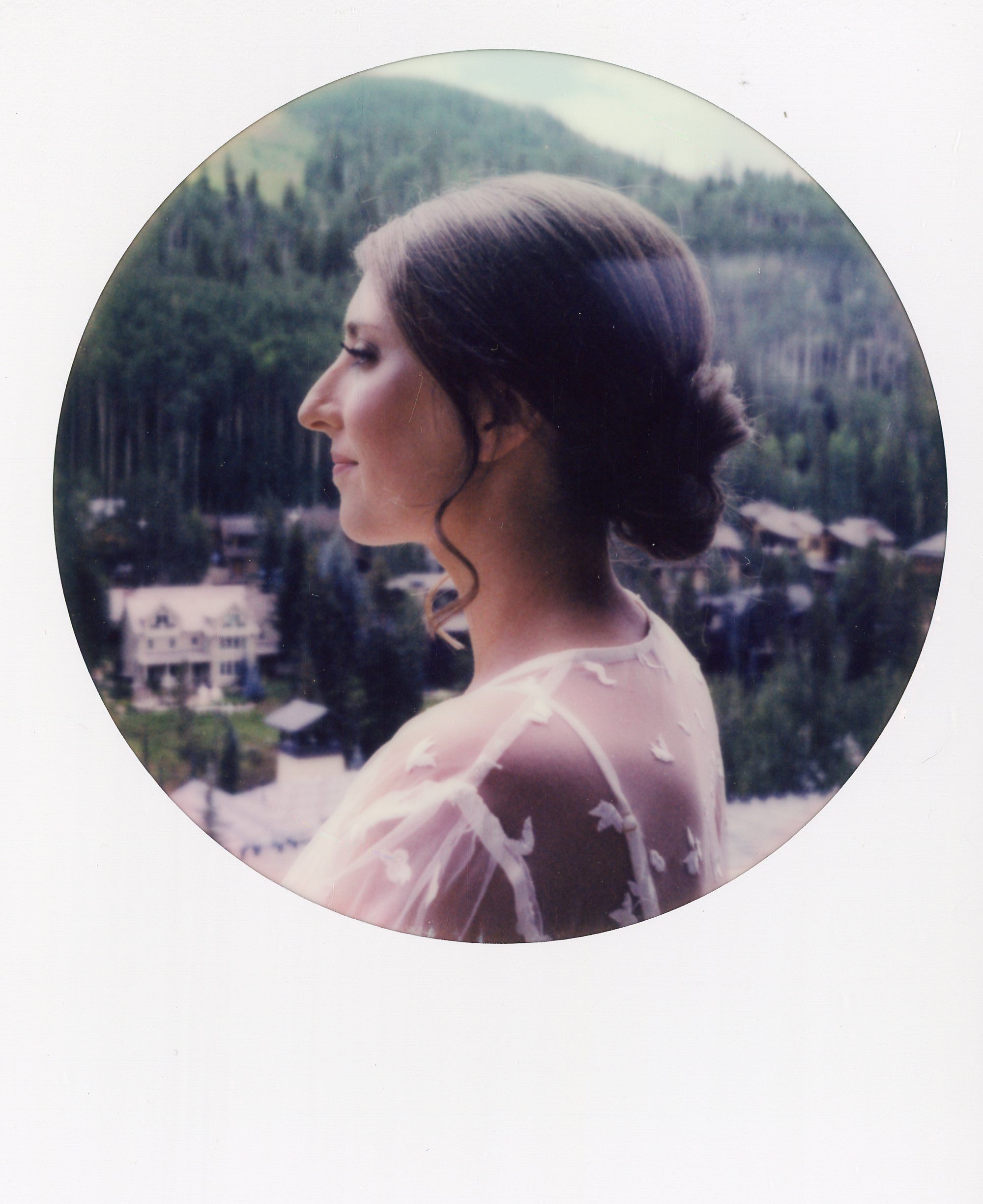 Bridal polaroid portrait taken in Vail, Colorado by Stephanie Mikuls Photography, a wedding photographer based in Colorado.